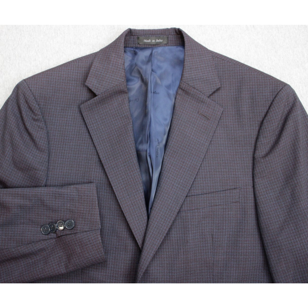 Calvin Klein Blazer Mens Size 38R Check 100% Wool 2 Button Single Breasted Notch